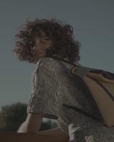 every day backpack in black and beige leather women small size and slim