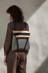 Backpack in recycled grey fabric design brand