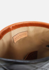 Backpack in brown and black leather slim