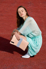 pink blush clutch dress