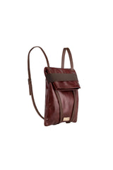 Maroon women backpack in leather
