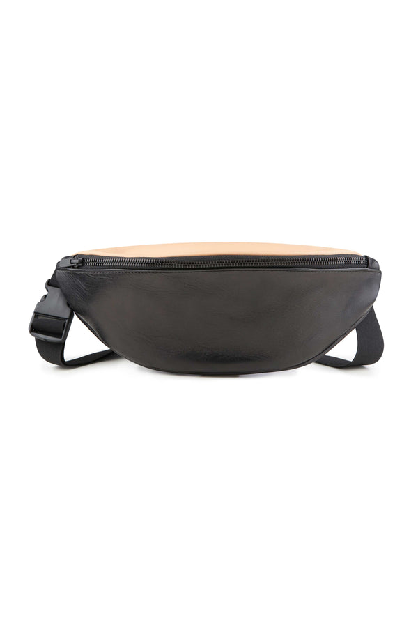 large and clean Belt bag black leather