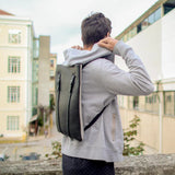 LAPTOP BACKPACK MEN SLIM BLACK LEATHER