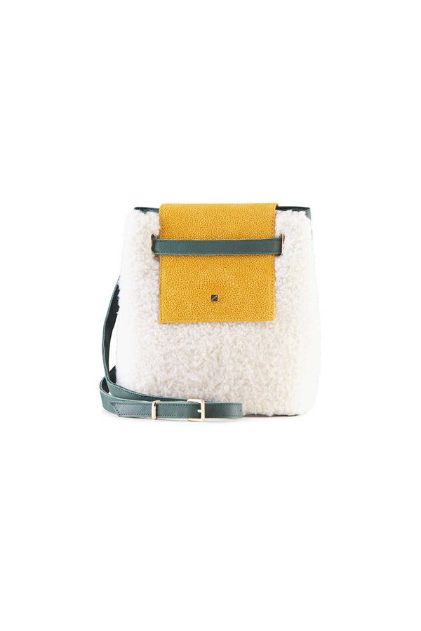 girly white shearling crossbody bag women's